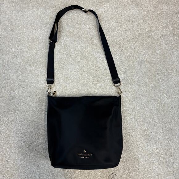 NWOT Kate Spade Chelsea Large Duffle Crossbody Black Recycled Nylon Zip Top - Picture 3 of 7